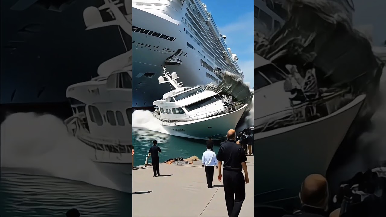 Nava de croazieră se apropie prea mult - iahtul bătut la Dockside!