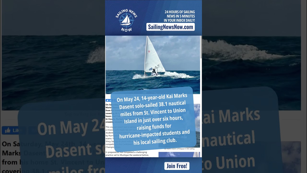 Kai, în vârstă de 14 ani, Dasent completează 38nm solo navigat pentru relieful uraganelor