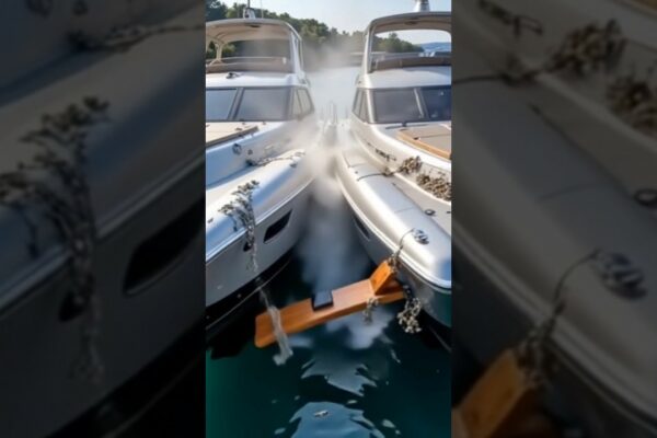 Două iahturi de lux s -au ciocnit în apropierea docului -metal răzuit, vocile s -au ridicat și tensiunea îngroșată