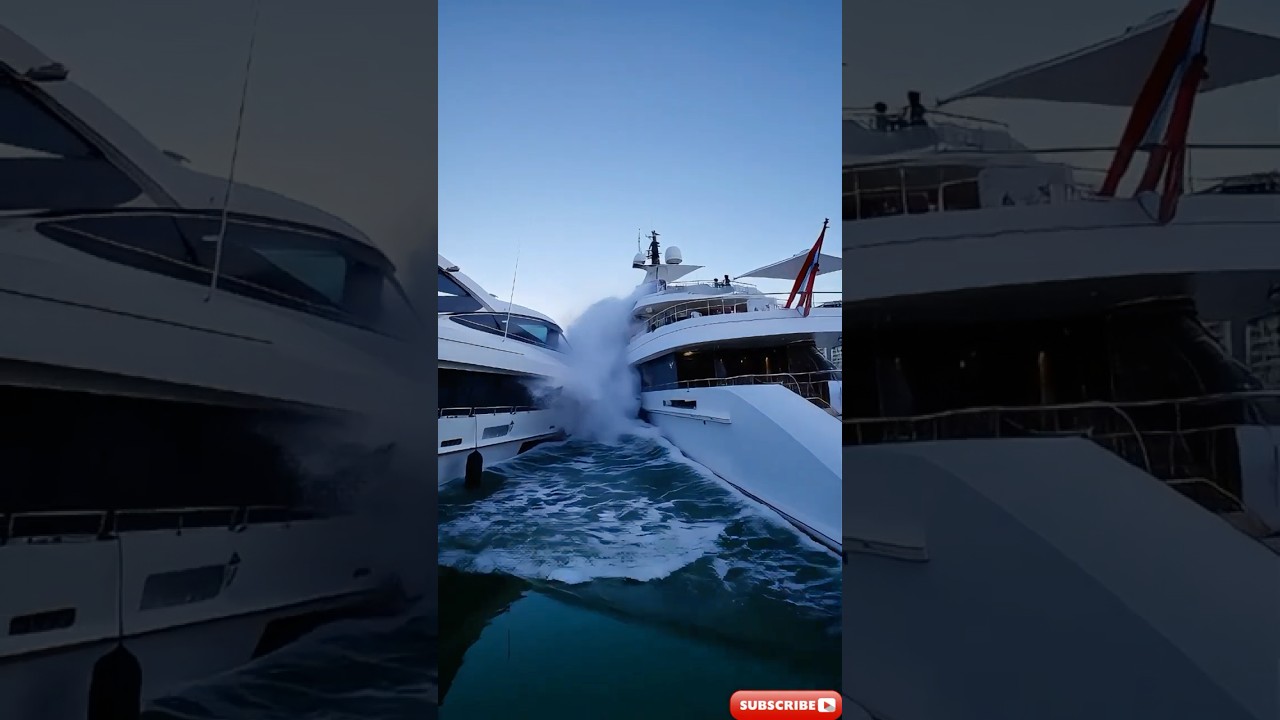 Coliziune șocantă: accident de iahturi de lux la Marina #luxuryyachtCollision, #MaritimeAccident