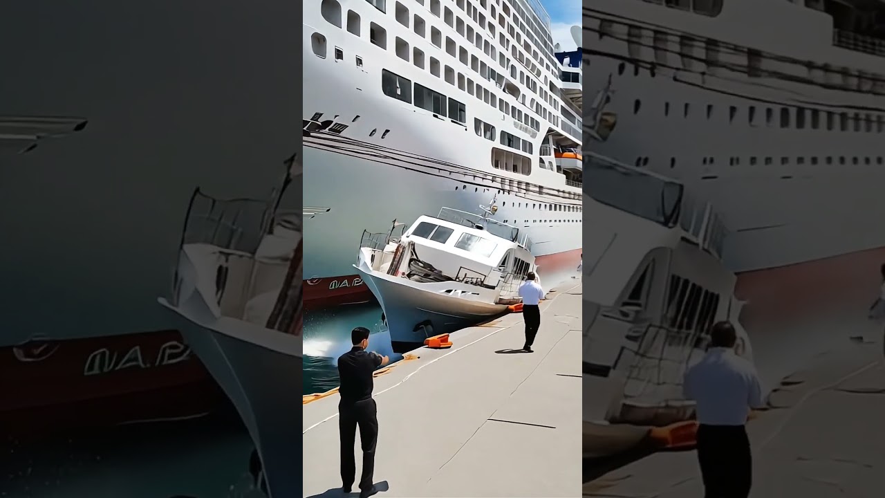 Nava de croazieră se prăbușește în iahtul agățat la port!