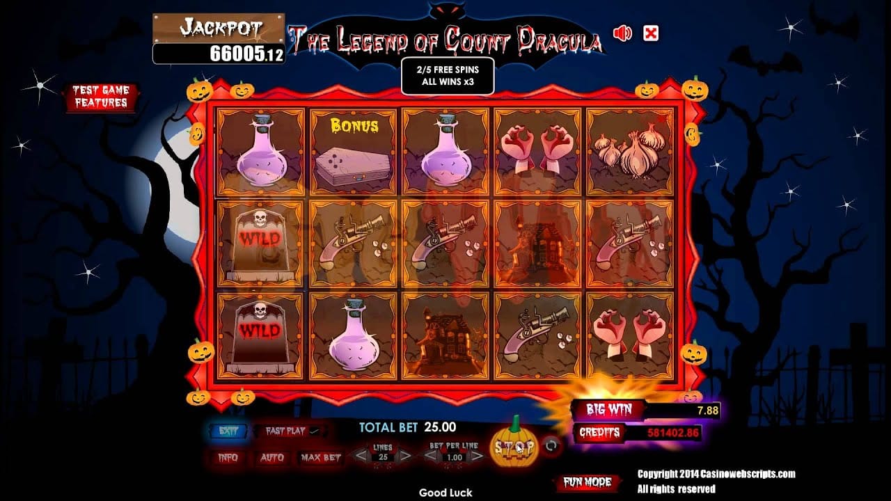 „The Legend of Count Dracula” Cumpărați slotul video al jocului de cazino dezvoltat de Casinowebscripts