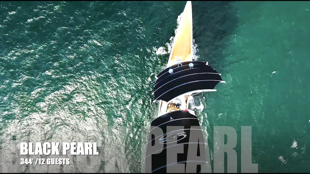 344 'Yacht de lux cu pânze negre cu perle negre