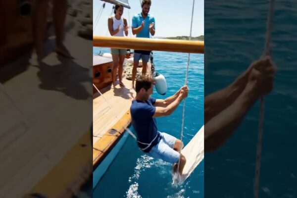 Boom de navigație s -a transformat într -un leagăn! ⛵😂 #BoatLife