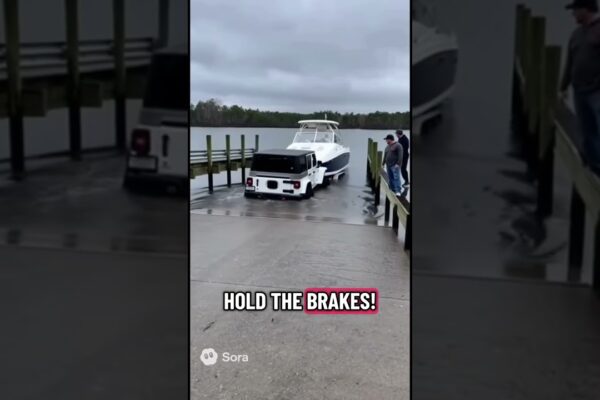 Proprietarul de jeep frânează încărcarea frontală a axei la rampa bărcii #încărcare #Jeep #ambarcațiune #Wrangler #ambarcațiuni