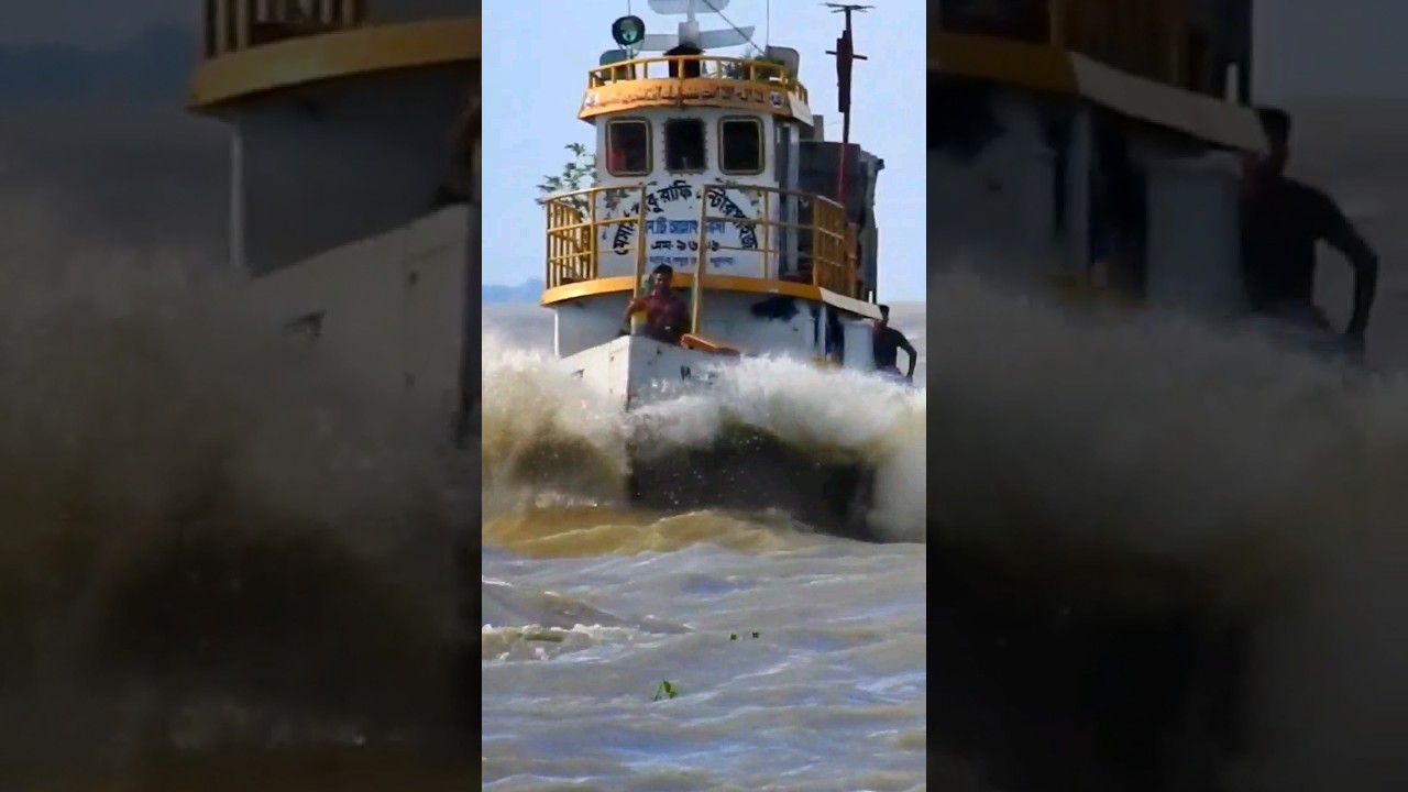 Remorcher în fața valurilor în turbulentul Meghna