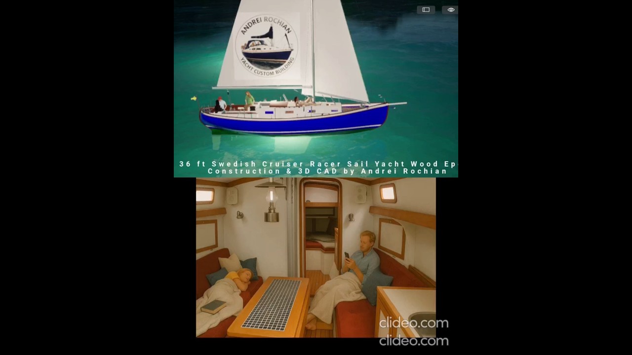36 ft Swedish Cruiser Racer Sail Yacht lemn epoxidic Construcție și CAD 3D de Andrei Rochian