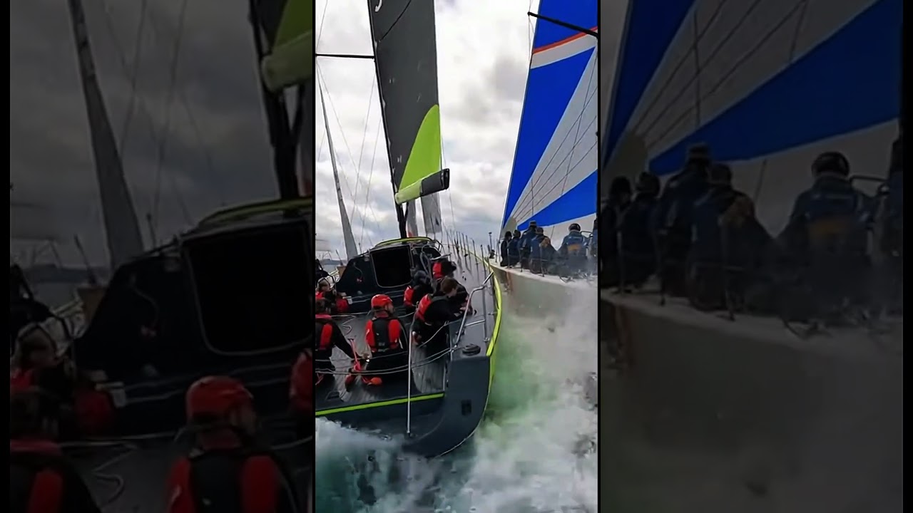 Forțe uriașe ale iahtului prin Tiny Gap 😱 Ține-ți linia! #oceanadventure #sailinglife #yachtracing