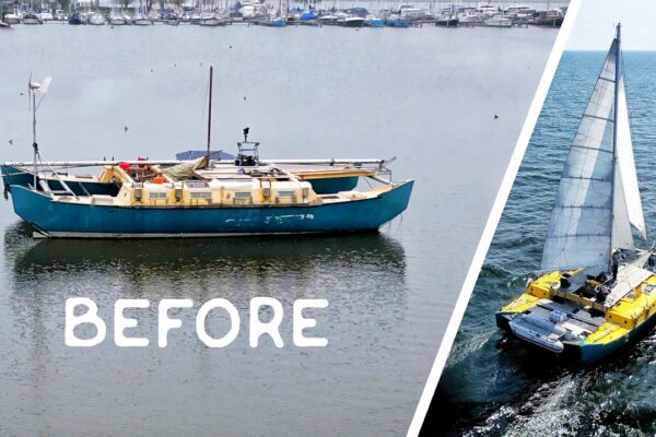 2000 USD Transformare catamaran oceanic Timelapse - scufundat la navigație în 28 de minute.