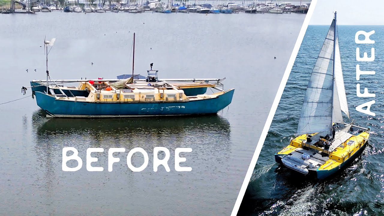 2000 USD Transformare catamaran oceanic Timelapse - scufundat la navigație în 28 de minute.