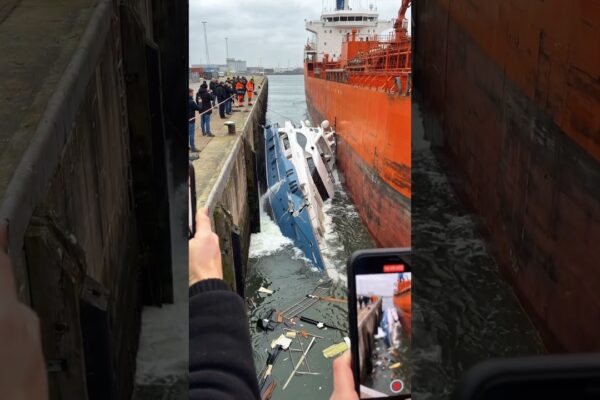 Iahtul este zdrobit între debarcader și un tanc... Proprietarul urmărește cum se scufundă ⚓️