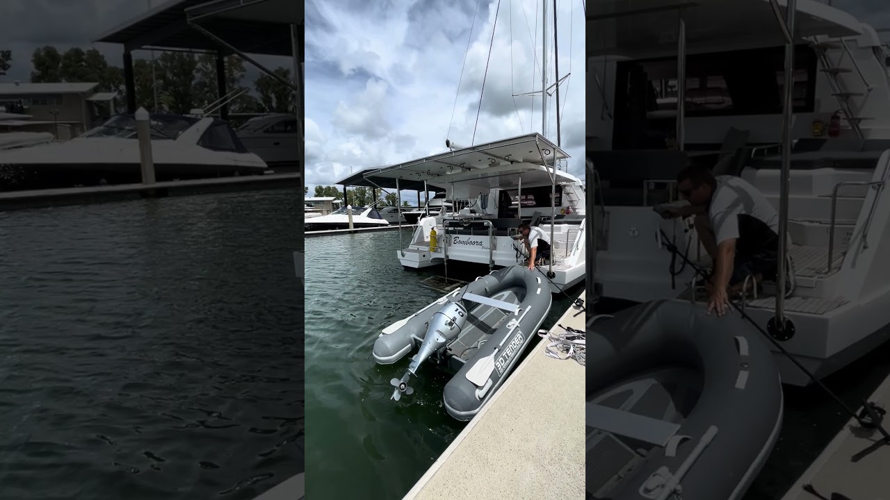 Catamaran cu vele, Lift Tender Ușor Similar cu o platformă hidraulică de înot #yachting #boating