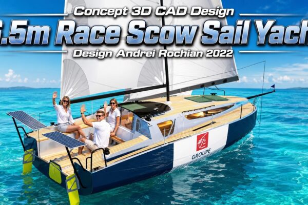 3D CAD Concept Design 6.5m Scow Sail Yacht Design Andrei Rochian 2022