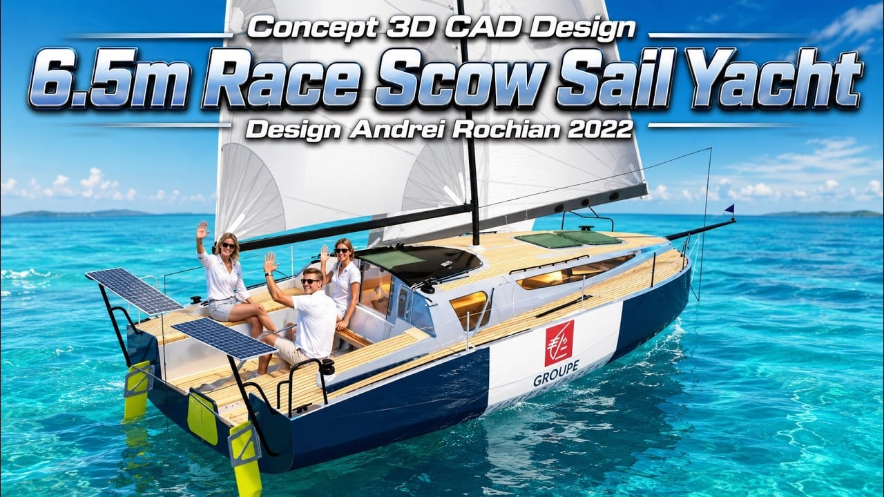 3D CAD Concept Design 6.5m Scow Sail Yacht Design Andrei Rochian 2022