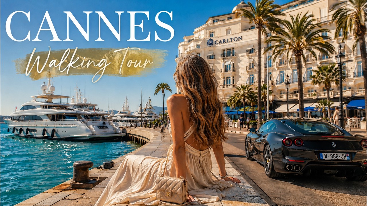 Soare, mare și străzi uimitoare | O adevărată plimbare prin Cannes, Franța 🇫🇷